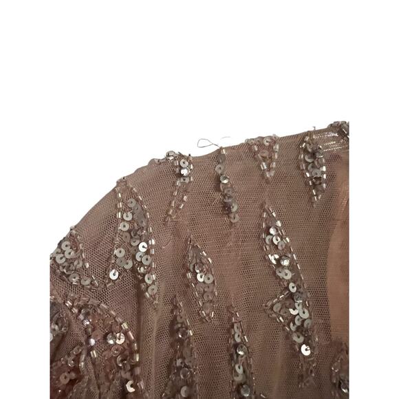 Mac Duggal Beaded Long Sleeve Evening Gown Mocha Size 16 5124 NEW $598 - Picture 9 of 12